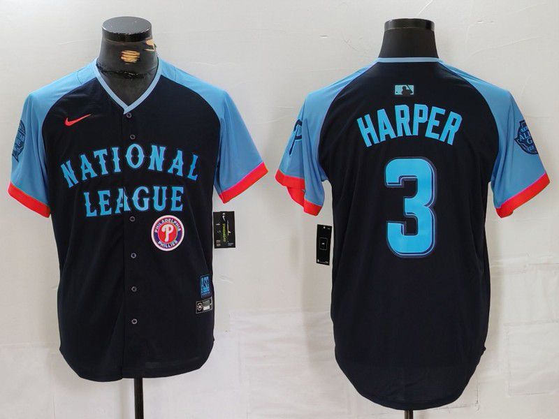 Men Philadelphia Phillies #3 Harper Blue All star 2024 Nike MLB Jersey style 6->->